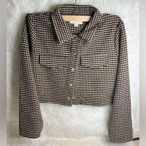 HYFVE Houndstooth Cropped Jacket Brown/Tan Color